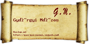 Györgyi Mózes névjegykártya